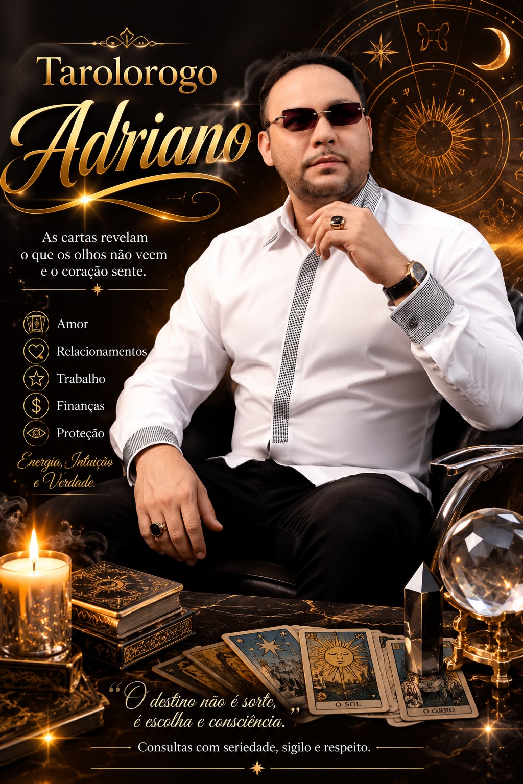 Tarólogo Adriano, Amor, Relacionamentos, Trabalho, Finanças e Proteção